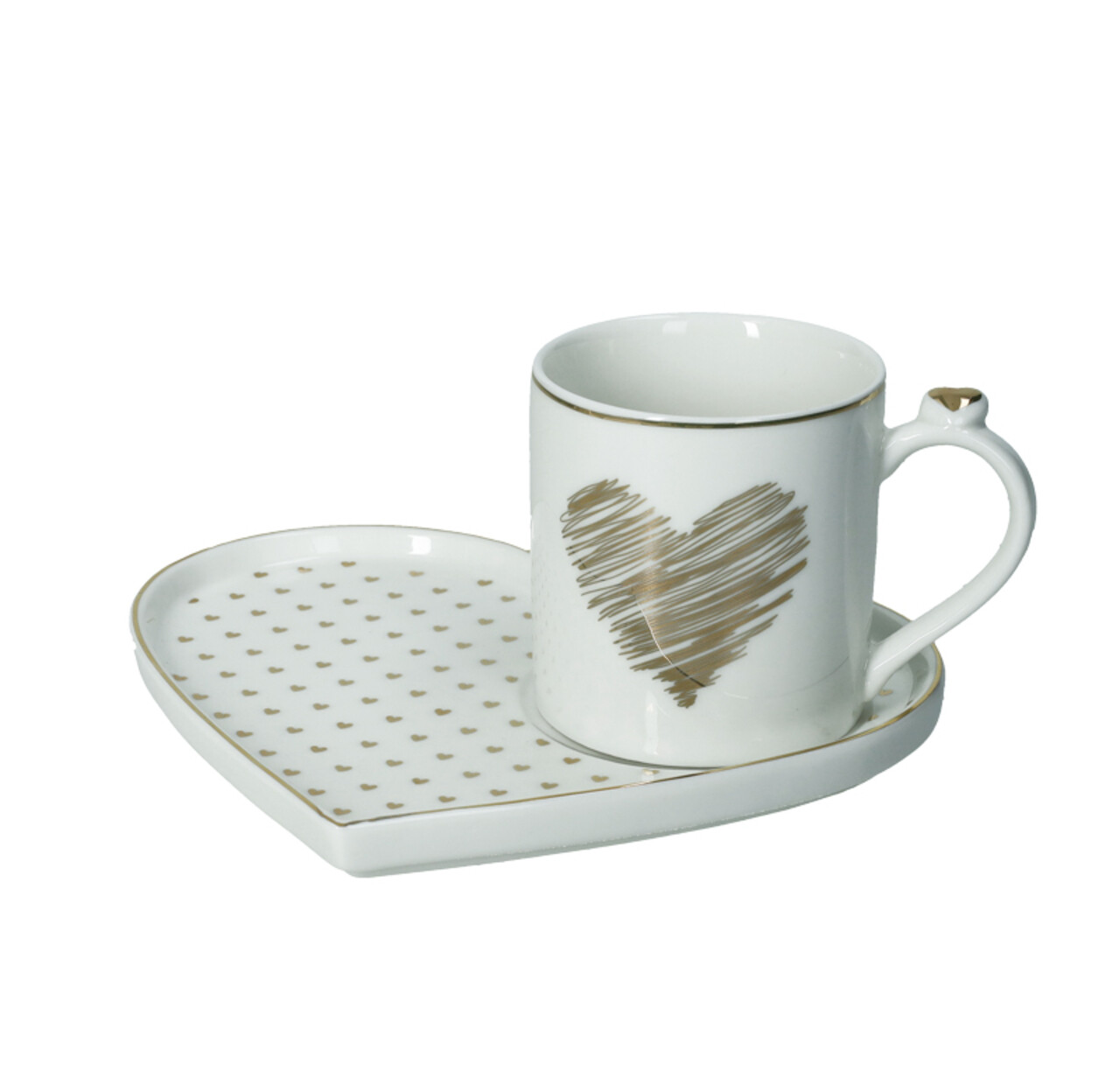 Ceasca cu farfurie, Amore Mio Cuori, Brandani, 17.5x15.5x8 cm, 200 ml, portelan New Bone China - imagine 3
